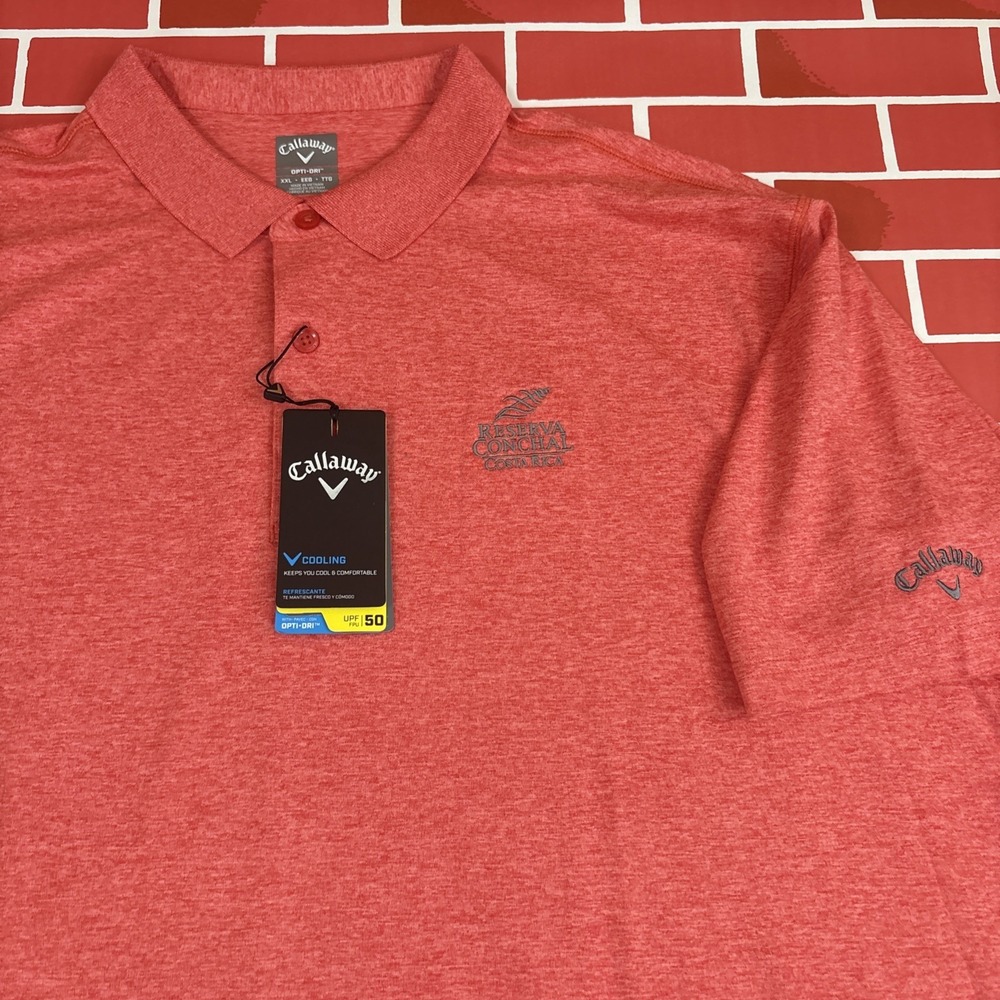 Callaway Polo Shirt Mens 2XL Red Reserva Conchal Costa Rica Golf Opti-Dri UPF 50